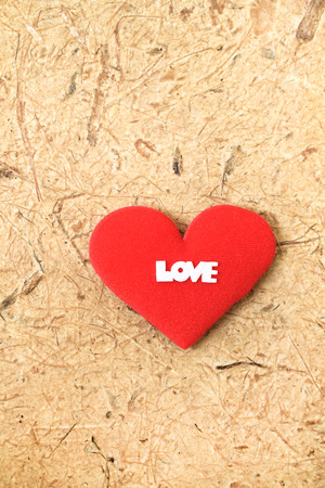 Red Fabric Heart and Love logotypeの写真素材