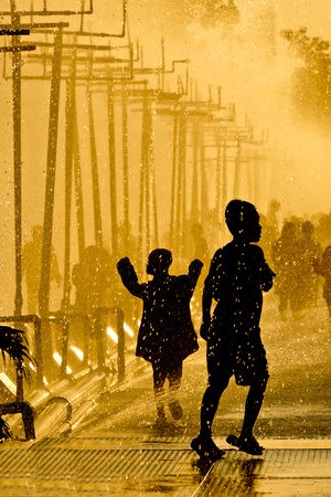 children playing in water - Songkran Festival in Thailandの写真素材