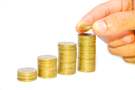 hand arrange golden coins as a graph