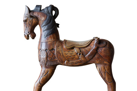 old wooden horse on isolated backgroundの写真素材