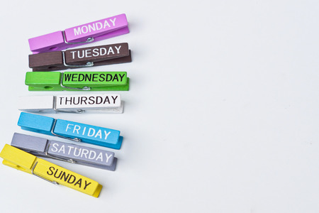 wooden clips with seven days in a week