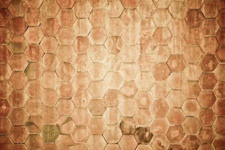 Hexagon brick wall backgroundの写真素材