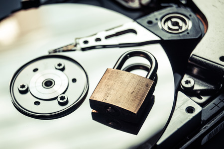 security lock on a computer hard diskの写真素材