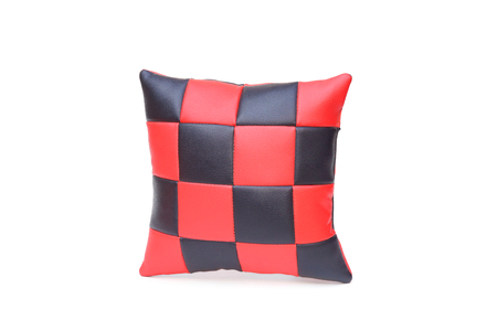 leather pillow with check patternの写真素材