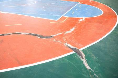 Broken basketball fieldの写真素材