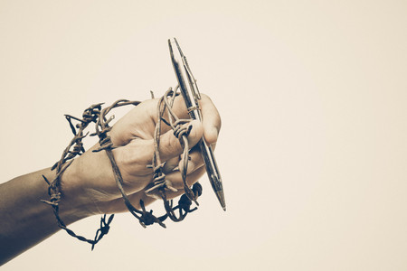 Freedom of the press is at risk concept - World press freedom day conceptの写真素材