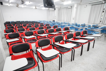 Lecture chairs in a classroomの写真素材