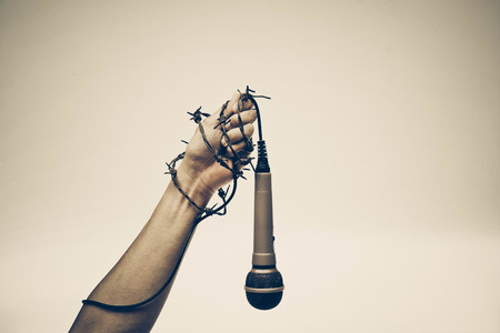 Freedom of the press is at risk concept - World press freedom day conceptの写真素材