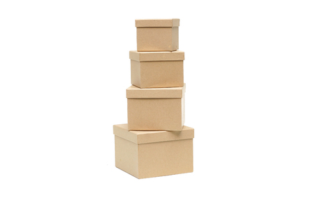 Brown paper boxes in different sizes isolated