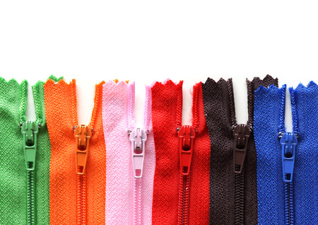 Colorful zips isolatedの写真素材