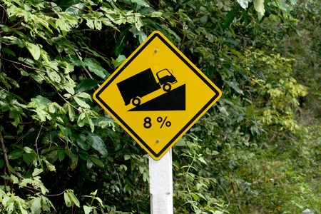 Road sign - Hill up 8%の写真素材
