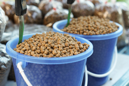 Fish food in plastic bags