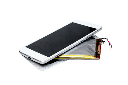 Smartphone battery swelling / Risk of using smartphoneの写真素材