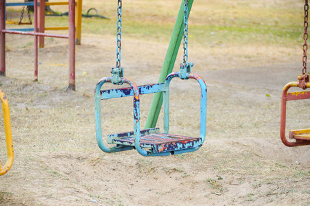 Chain swing in a playground for kidsの写真素材