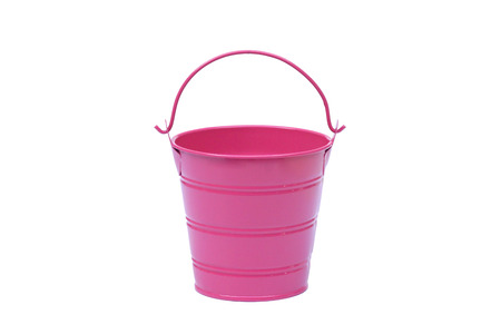 Pink pail for kids isolatedの写真素材
