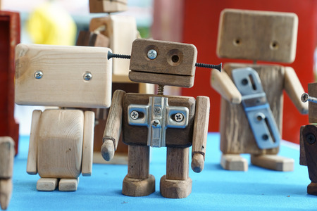 Wooden robot toysの写真素材
