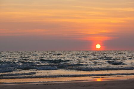 Sunset at the Chao Lao beach of Chantaburi, Thailandの写真素材