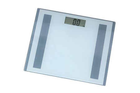 Digital weighing scale isolated on white backgroundの写真素材