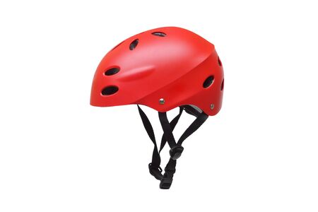A helmet for riding bicycle or playing skate isolated on white backgroundの写真素材