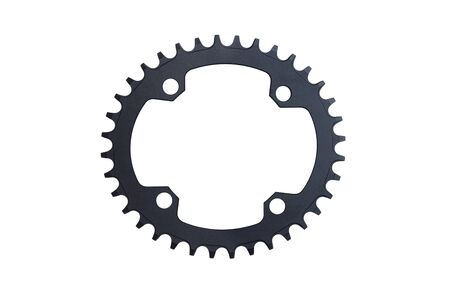 Oval bicycle chain ring with 36 teeth isolated on whiteの写真素材