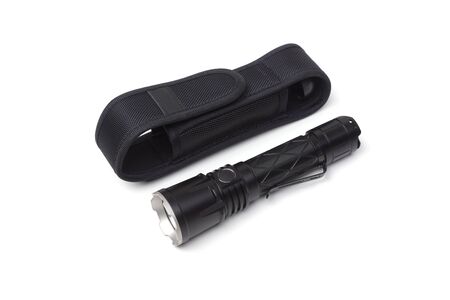 A flashlight with a holster isolated on white background                                 の写真素材