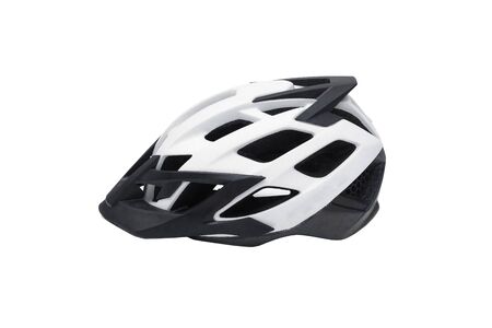 A helmet for riding mountain bike isolated on white background  の写真素材
