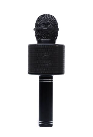 A wireless microphone with built-in speaker isolated on white