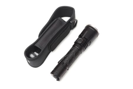 A flashlight with a holster isolated on white background                                の写真素材