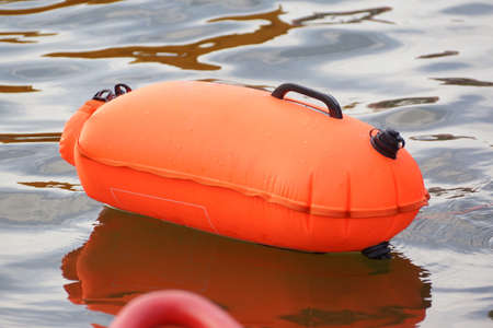 Buoy safety for triathlon swimmerの写真素材