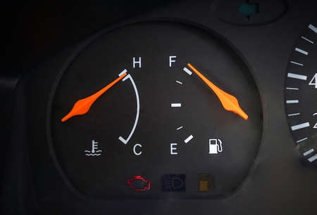 Car engline with temp gauge high