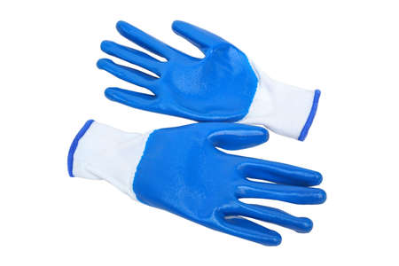 PVC coated cotton gloves isolated on white backgroundの写真素材