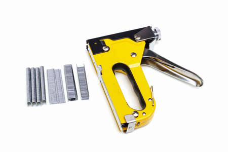 Heavy duty staple gun with three different types of staplesの写真素材