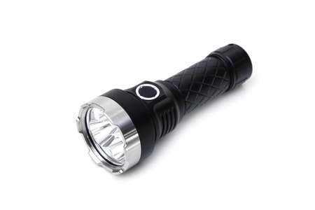 A flashlight with four led emitters isolated on white backgroundの写真素材