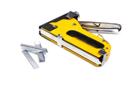 Heavy duty staple gun with three different types of staplesの写真素材