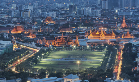 Grand palace at twilight in Bangkok, Thailandのeditorial素材