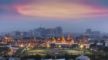 Grand palace at twilight in Bangkok, Thailandのeditorial素材