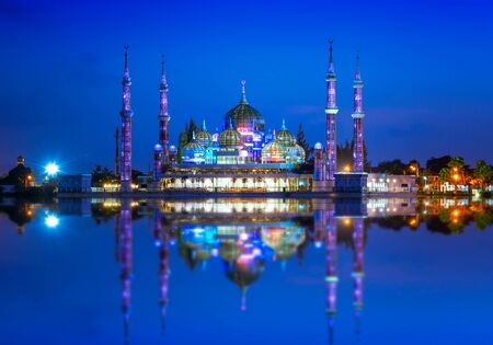 View of crystal mosque in Kuala Terengganu, Malaysiaの写真素材