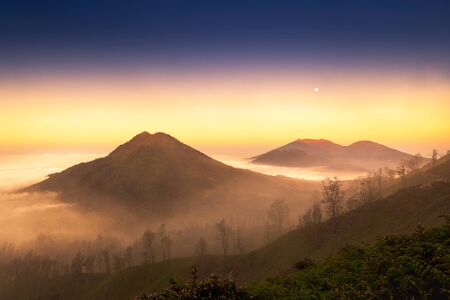 Mount Bromo twilight sky sunrise  Java, Indonesiaの写真素材