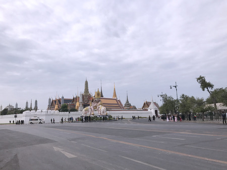 Royal Grand Palace in the morning. People are going to pay respect to the late King Rama IX.のeditorial素材