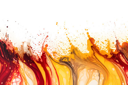 abstract background with orange, red and yellow paint splashes. Alchohol ink background.の素材