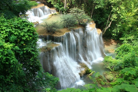 Huai Mae Kamin water fall in Kanjanaburi province, Thailand.の写真素材