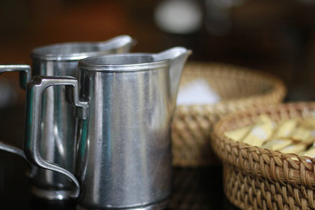 Milk jug, Stainless Steel Teapotsの写真素材