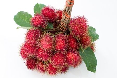 Rambutan Thai fruit on a white backgroundの写真素材