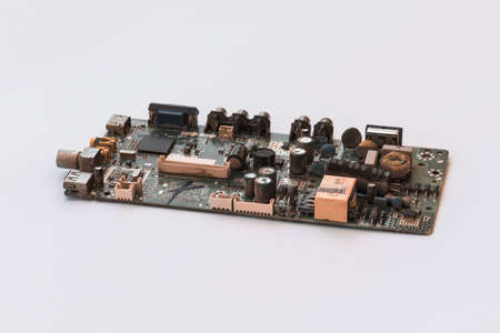 isolated electronic circuit board with white background