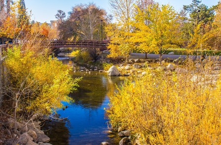 Reno River & Walking Bridge In DLLの写真素材