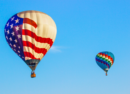 Patriotic American Flag Hot Air Balloon With Multi Striped Balloonの写真素材