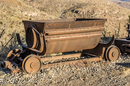 Vintage Ruster Ore Cart Once Used In Mining Operations In Arizona Mountainsの写真素材