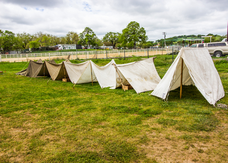 Row Of Canvas Pitched Tents At Local Military Eventの写真素材