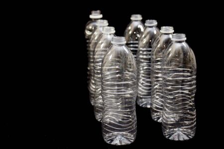 Abstract Of Clear Water Bottles In A Rowの写真素材