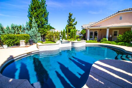 Private Free Form Swimming Pool With Fountain